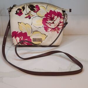 Brahmin Mini Duxbury White and Pink Floral Crossbody Bag Fair